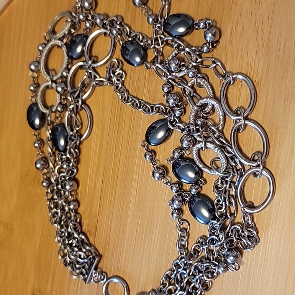 Statement Multi-Strand Silver Necklace - image 3